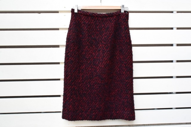 vintage red x black tweed skirt