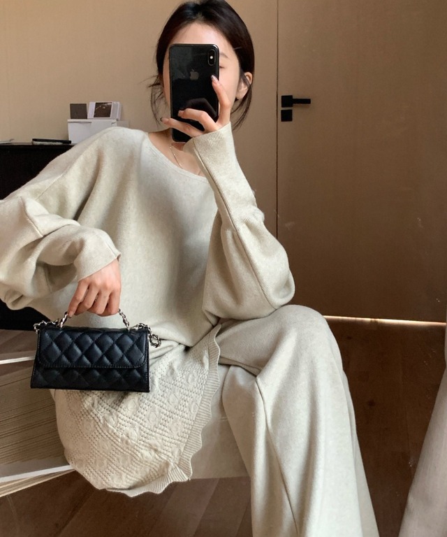 トップス＋ラップスカートパンツ◆セットアップ【s-40035】