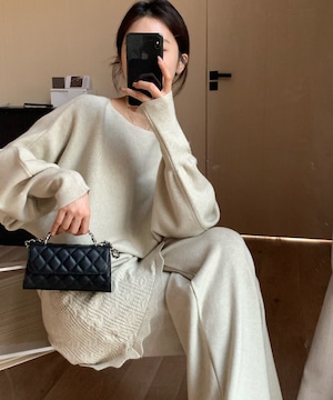 トップス+ラップスカートパンツ◆セットアップ【s-40035】