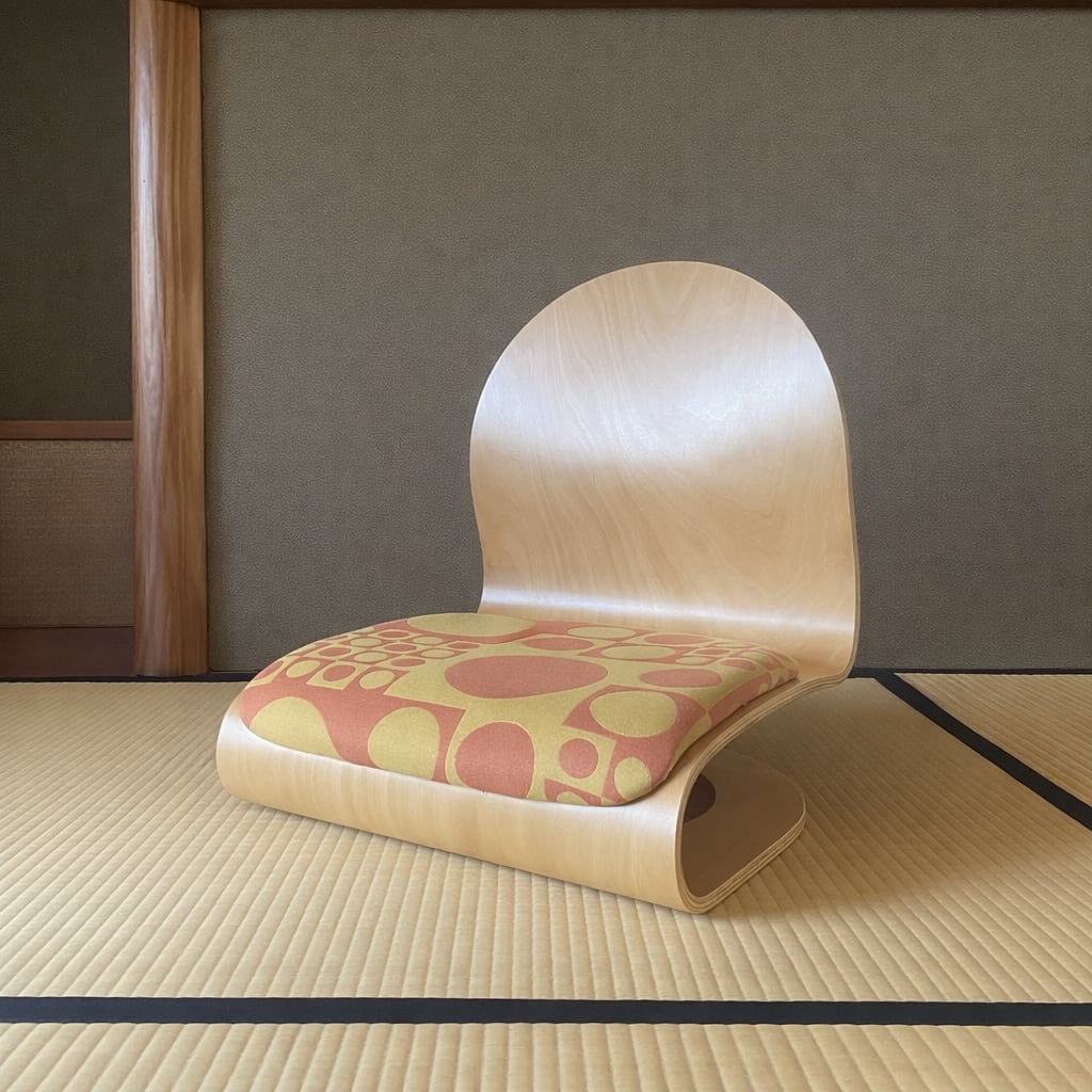 Tatami Chair by Verner Panton (Natural body / Maharam, Geometri)