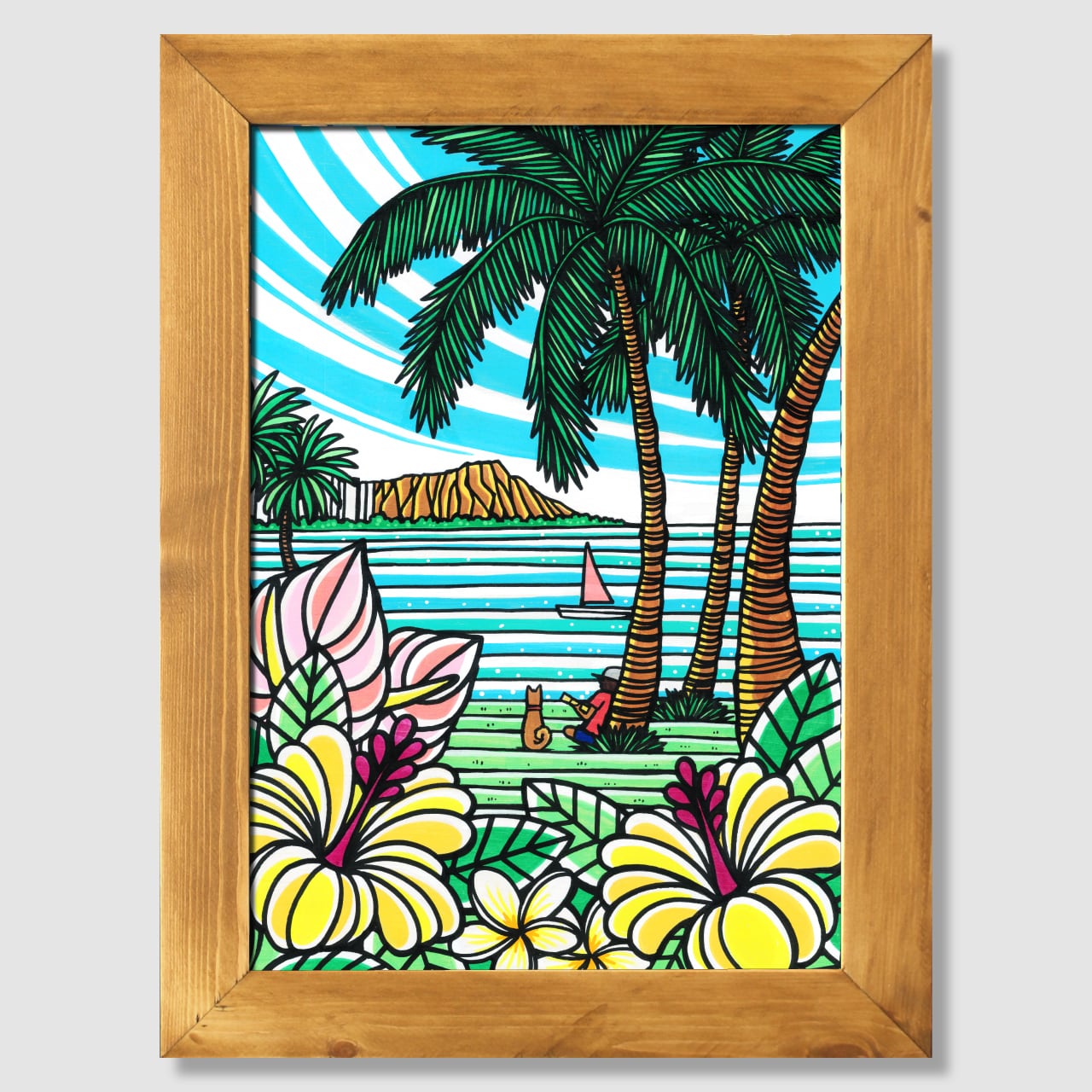 原画】Wood Panel A3 Size（From Magic Island）with Frame | TAMO ART