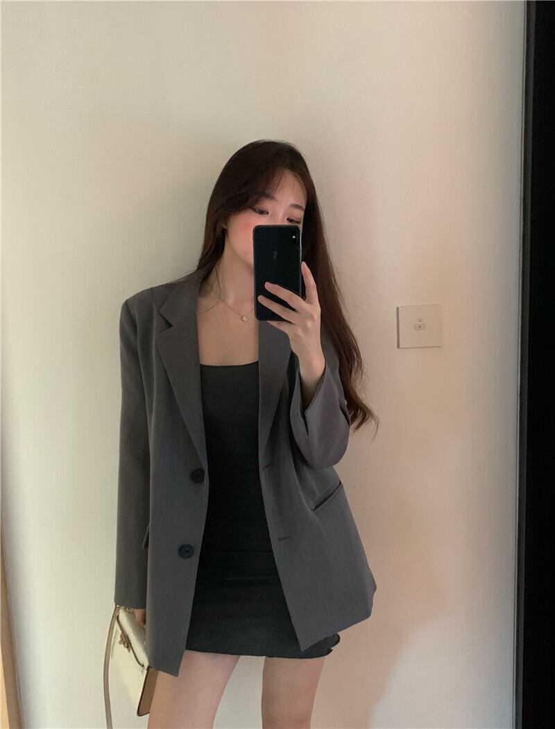 ブレザー グレールーズスタイルブラウス スプリング 春物 ブラックストロベリース9793507684