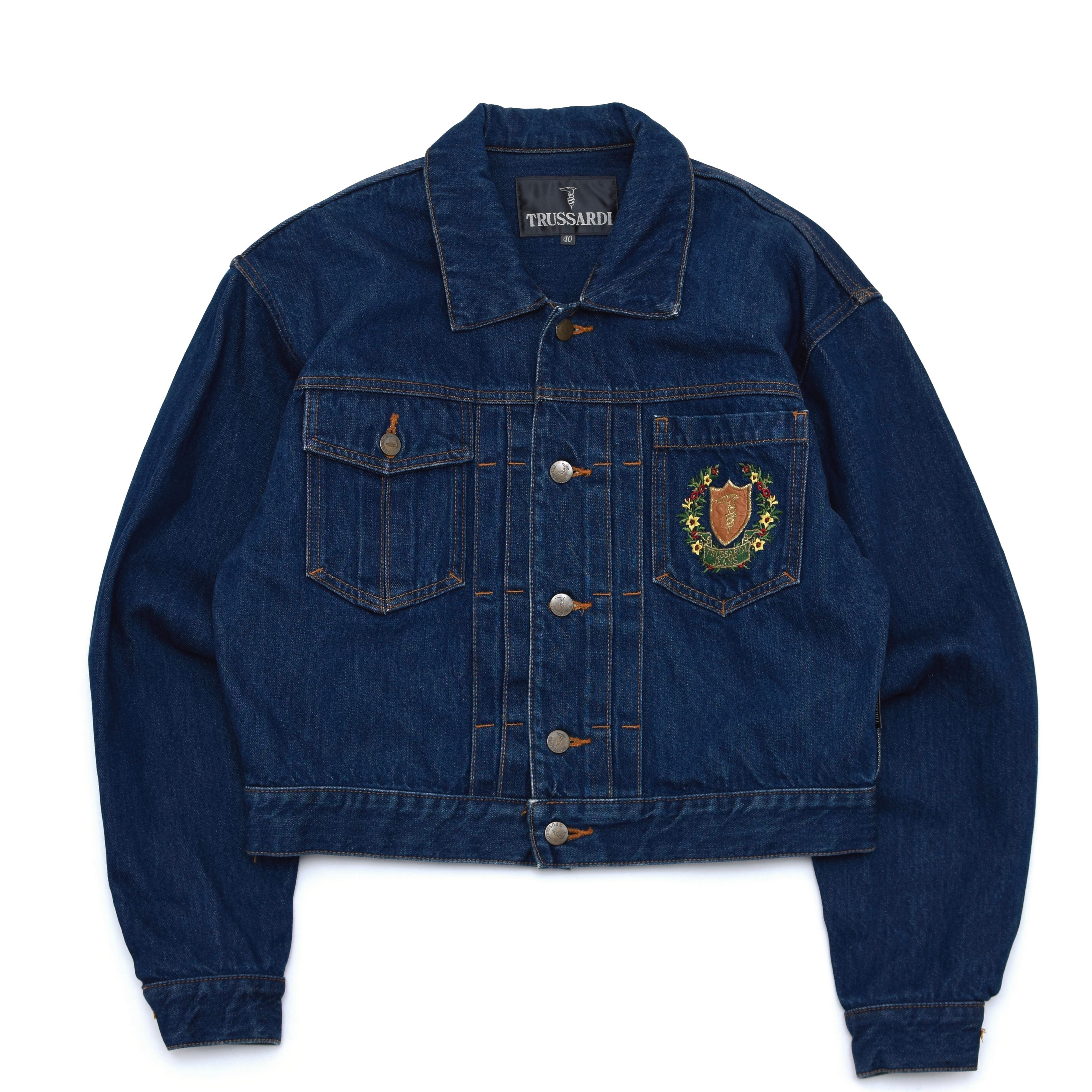TRUSSARDI emblem embroidery denim jacket