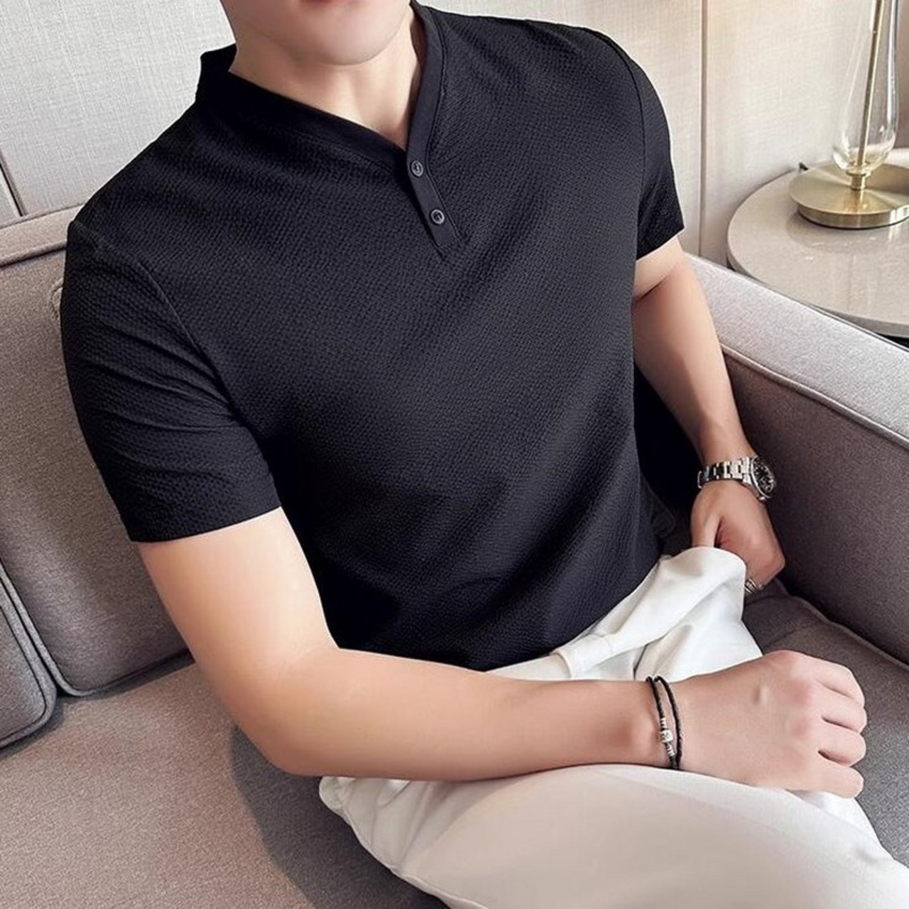 waffle short sleeve T-shirt 00329