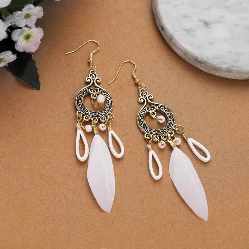 フックピアス アンティーク風 ボヘミアン 揺れる 民族風ピアス