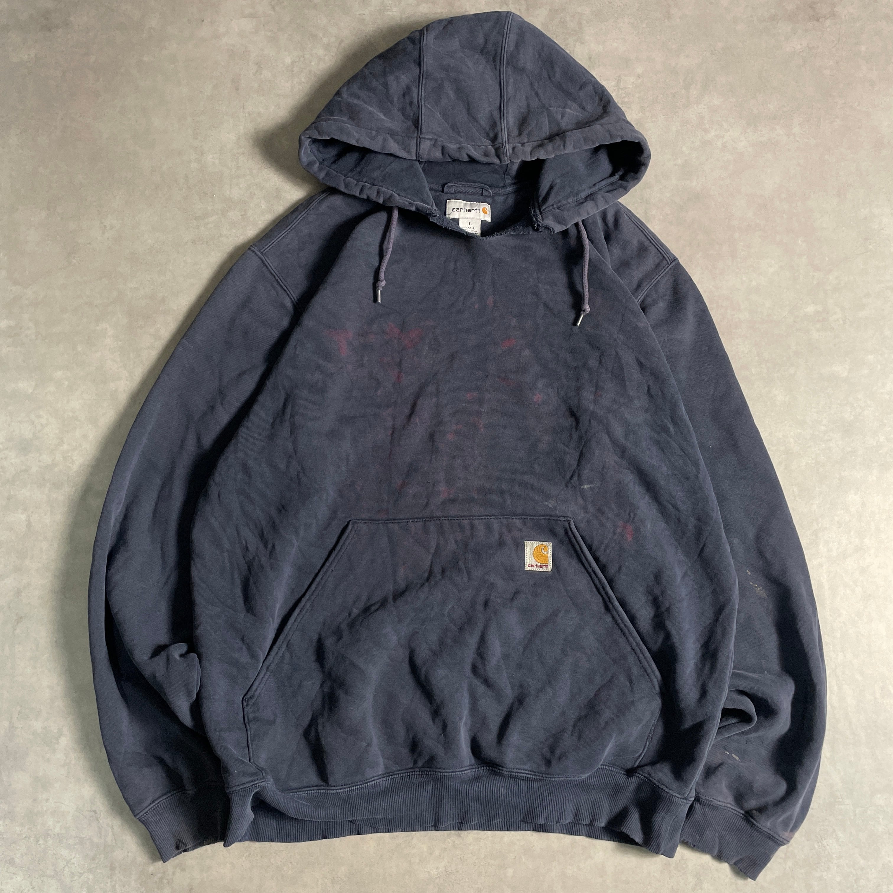 90s-00s Carhartt フェード パーカー ボロ ペンキ 雰囲気抜群