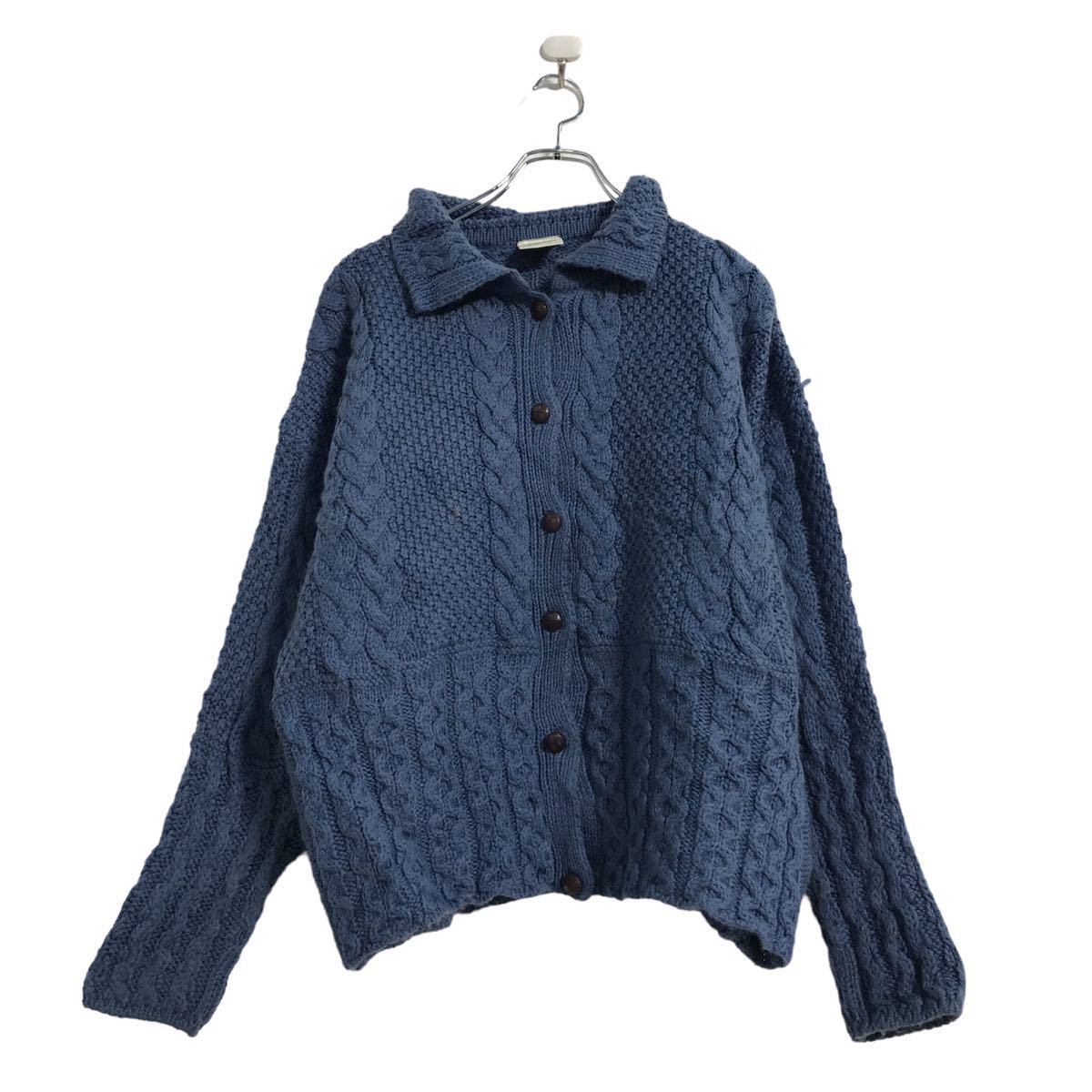 未使用に近いメンズ ラルフローレン　ケーブルニットコットンVカーディガン刺繍ロゴ 未使用に近いメンズ ラルフローレン ケーブルニットコットンV