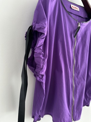MARNI　DRAWSTRING SLEEVE ZIP-UP BLOUSE