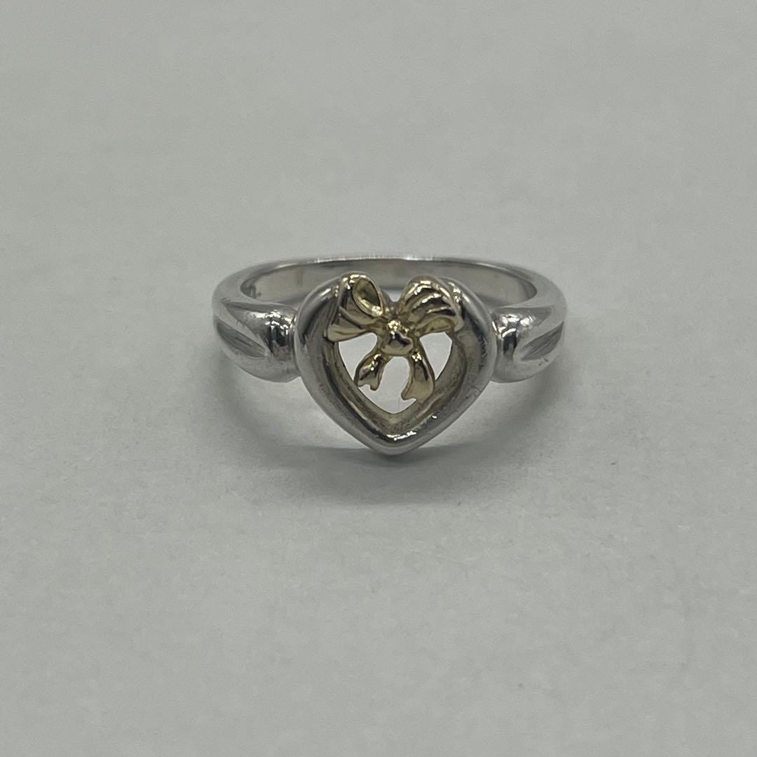 ティファニー TIFFANY オープンハート リボン リング 10号 コンビ