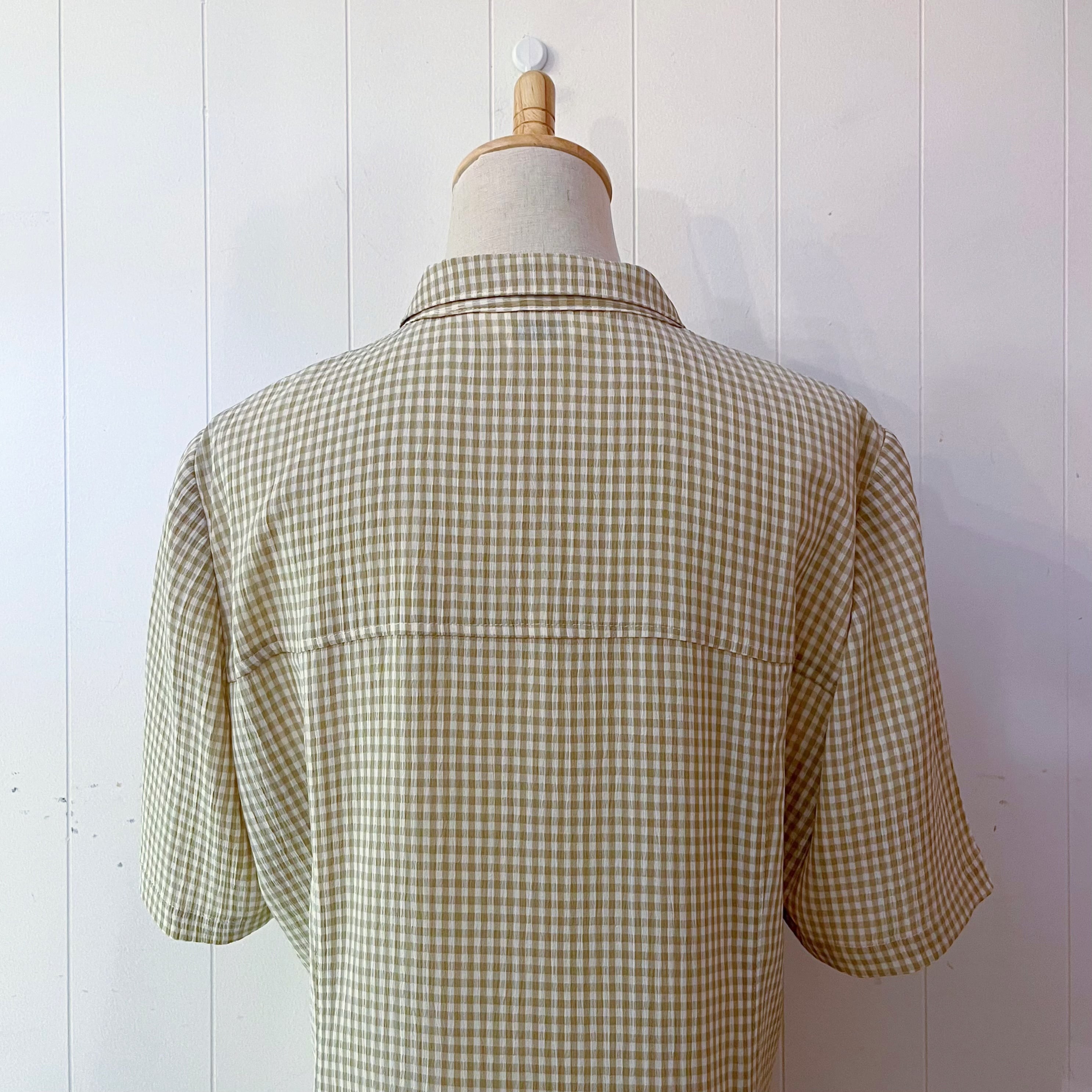green gingham check one-piece