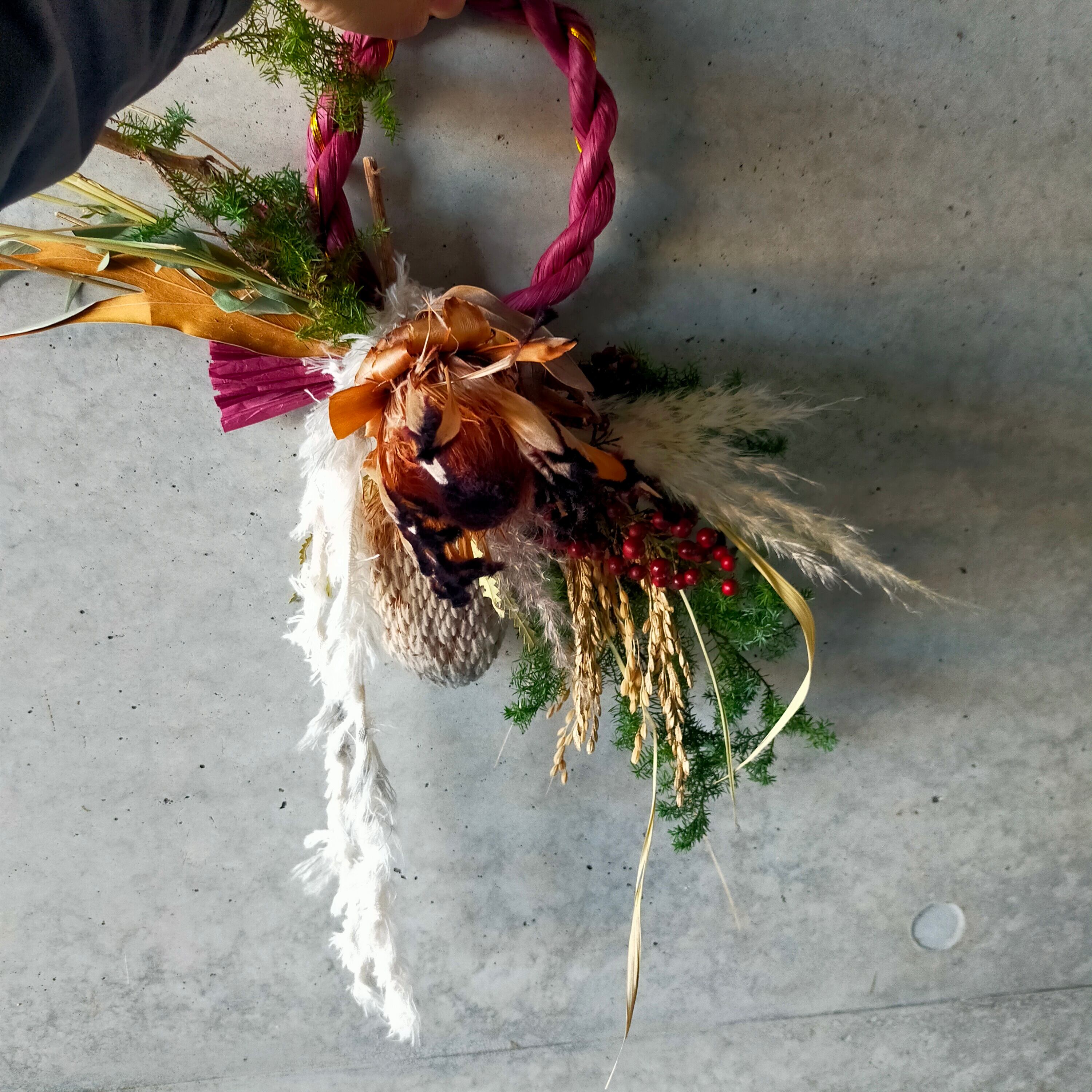 ドライフラワーしめ縄【Dried Flower Japanese wreath】