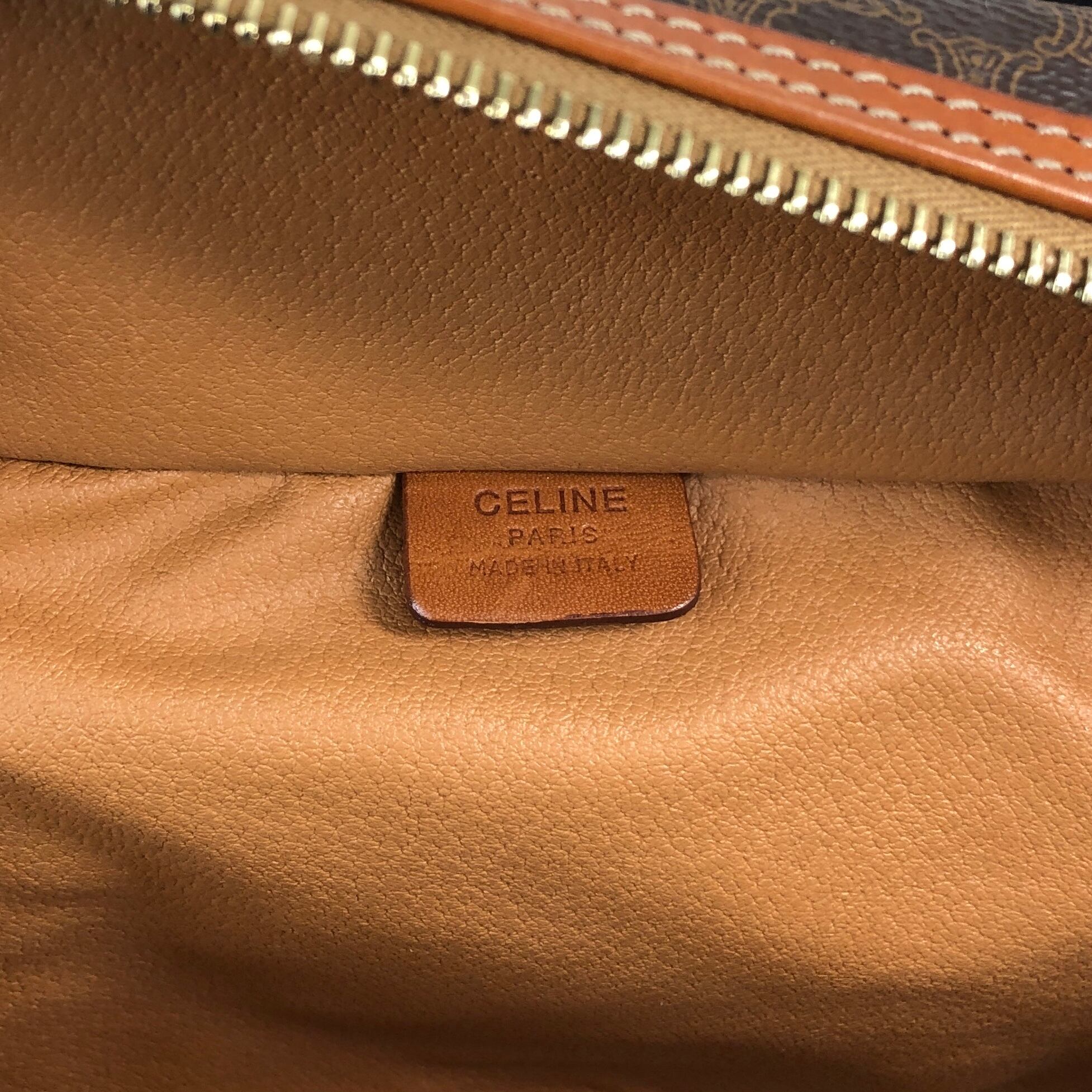 CELINE セリーヌ マカダム ショルダーバッグ ブラウン ブラゾン型押し