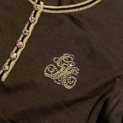 伊太利屋 イタリヤ ラインストーン ラメ加工 ハーフボタン 半袖 Tシャツ カットソー 9/ダークブラウン レディース