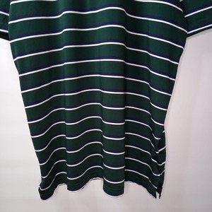 ポロラルフローレン　ポロシャツ　半袖　刺繍ロゴ　ボーダー　グリーン　L/G