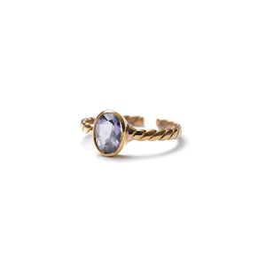 PETIT OVAL STONE FLAT TWIST RING -Iolite-