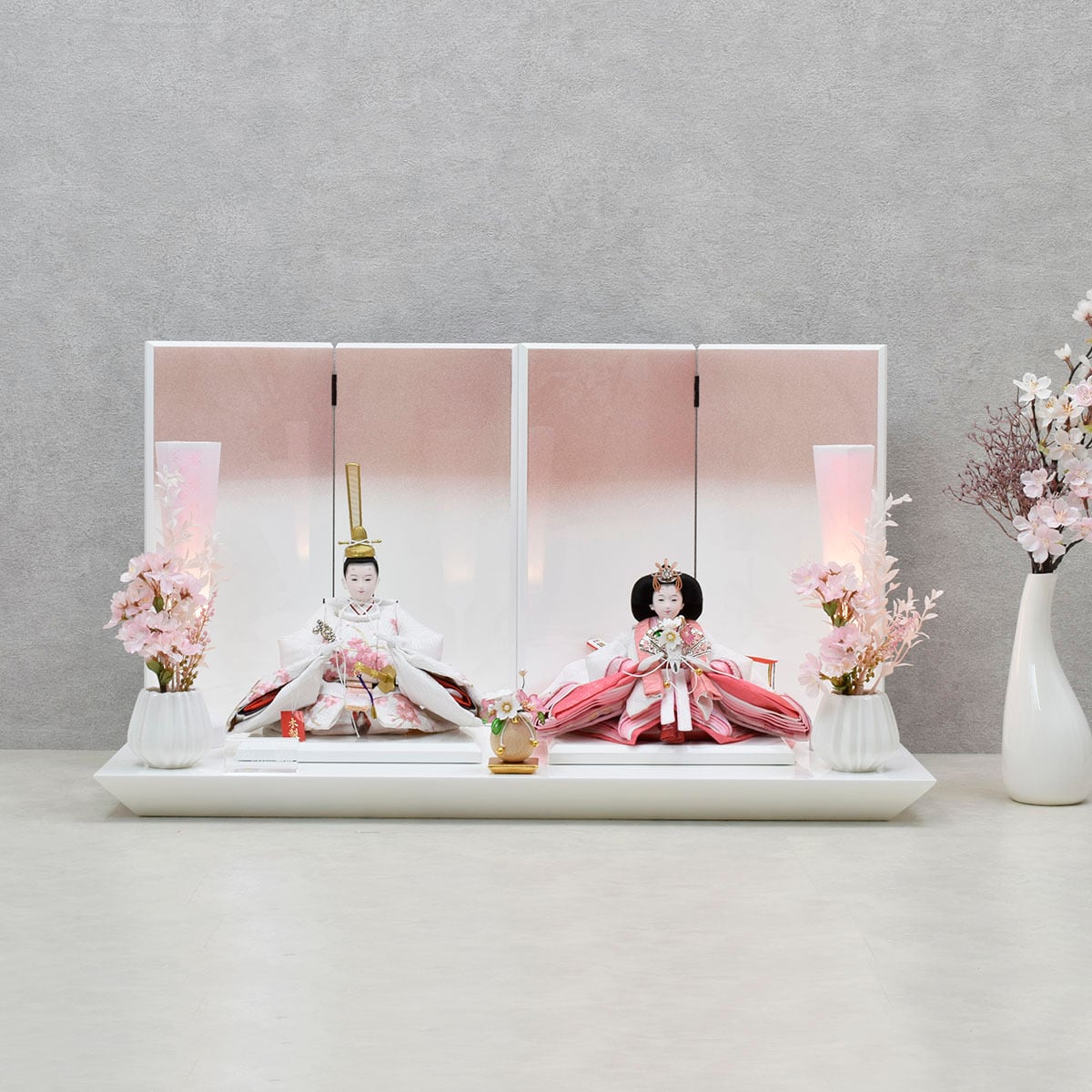 雛人形 親王飾り【白桜】HAKUOU|おしゃれ|モダン|かわいい|スタイリッシュ|コンパクト|今どき|おひなさま