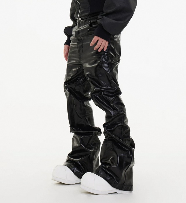 luster black coating flare denim