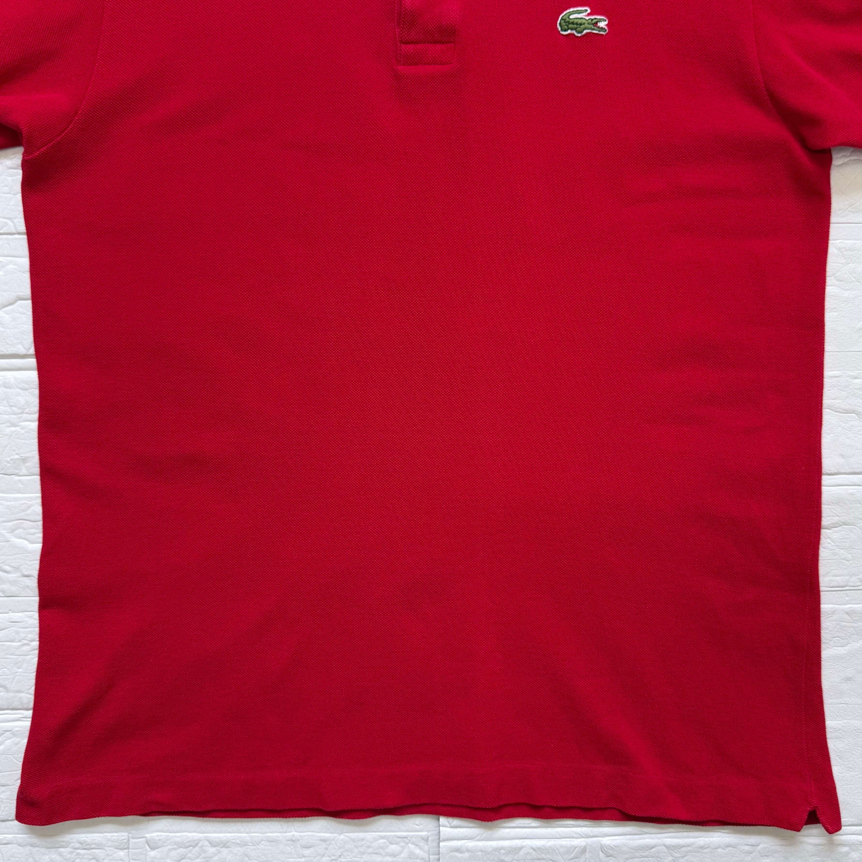 LACOSTE 70s フランス製 コットン 鹿子 半袖ポロシャツ レッド サイズ
