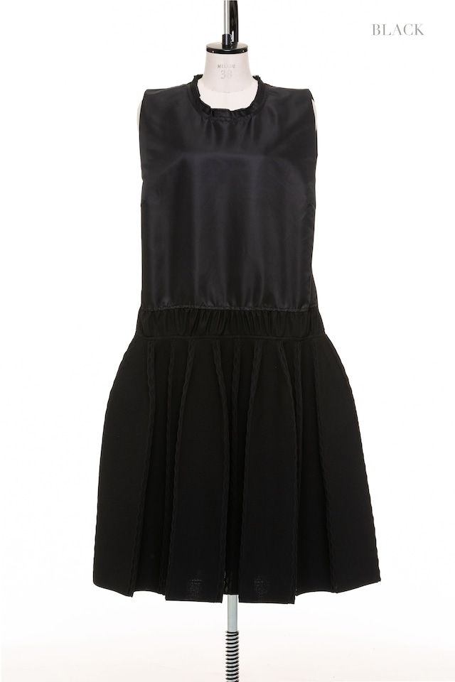 combination pleated black dress