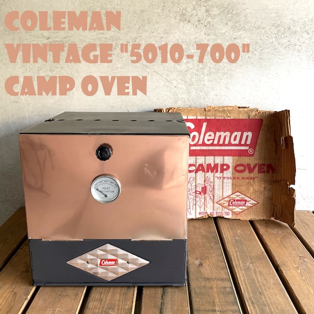 コールマン キャンプオーブン 5010-700 ダイヤロゴ ビンテージ コッパ―ドア 上下開閉 ブラック 1960年代 初期型 ストーブ 希少 レア