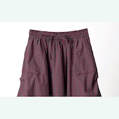 【2pattern】丸みシルエットの赤チェック柄スカート 《i0672》