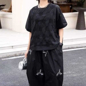 DRAWSTRING POLKA DOT SHORT SLEEVE T-SHIRT M-17325