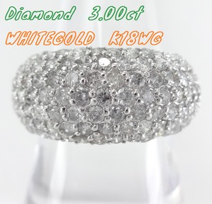【SOLD OUT】3.00ct　ダイヤハーフエタニティ　パヴェリング　K18WG　～【Luxury】3.00ct Diamond Half Eternity Pave Ring K18WG～