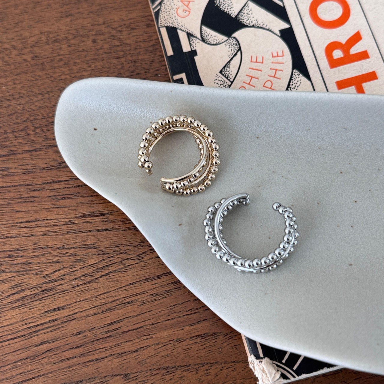 tangled ball cuff ring/silver