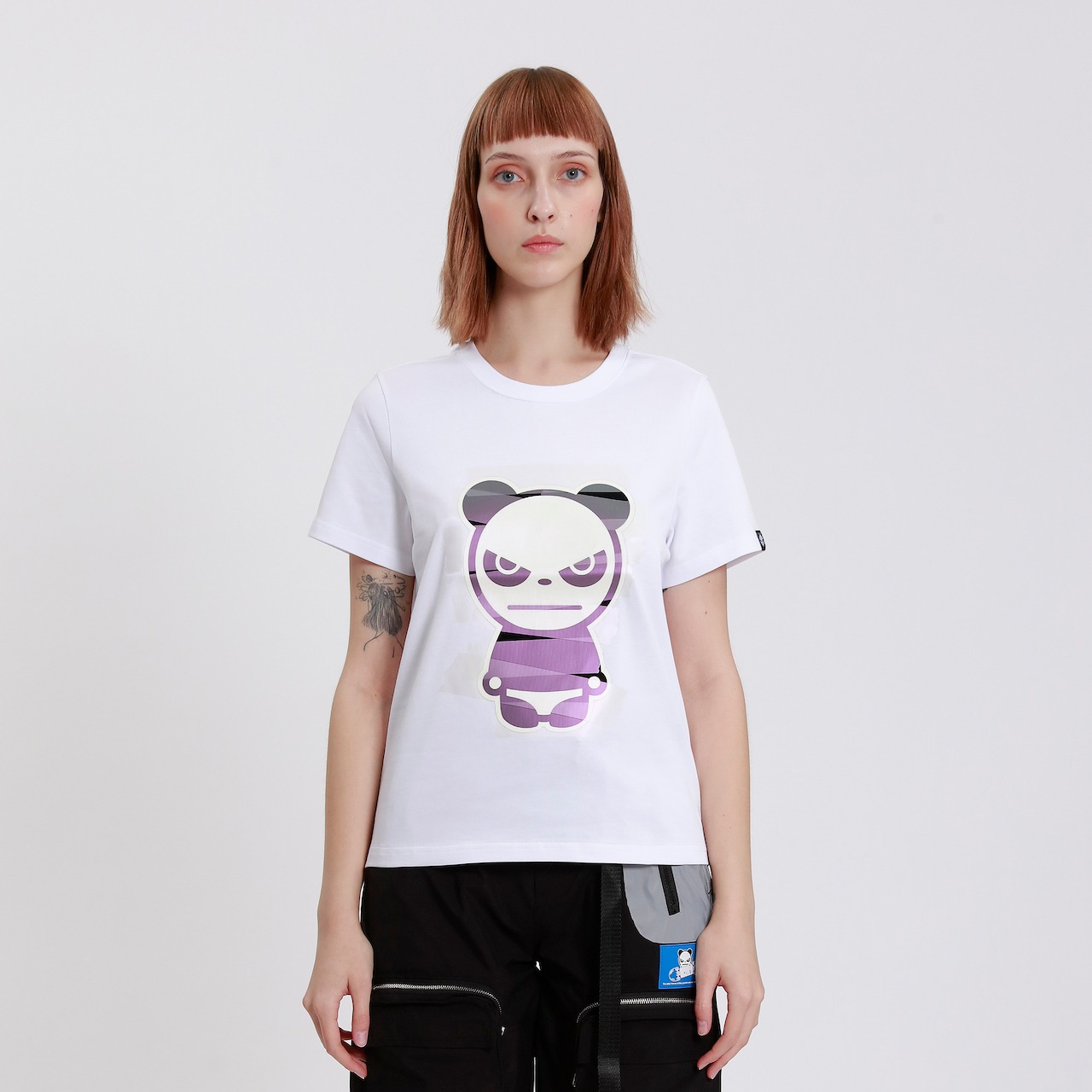 送料無料 【HIPANDA ハイパンダ】レディース ロゴプリント Tシャツ WOMEN'S PANDA PRINT SHORT SLEEVED T-SHIRT / WHITE・BLACK