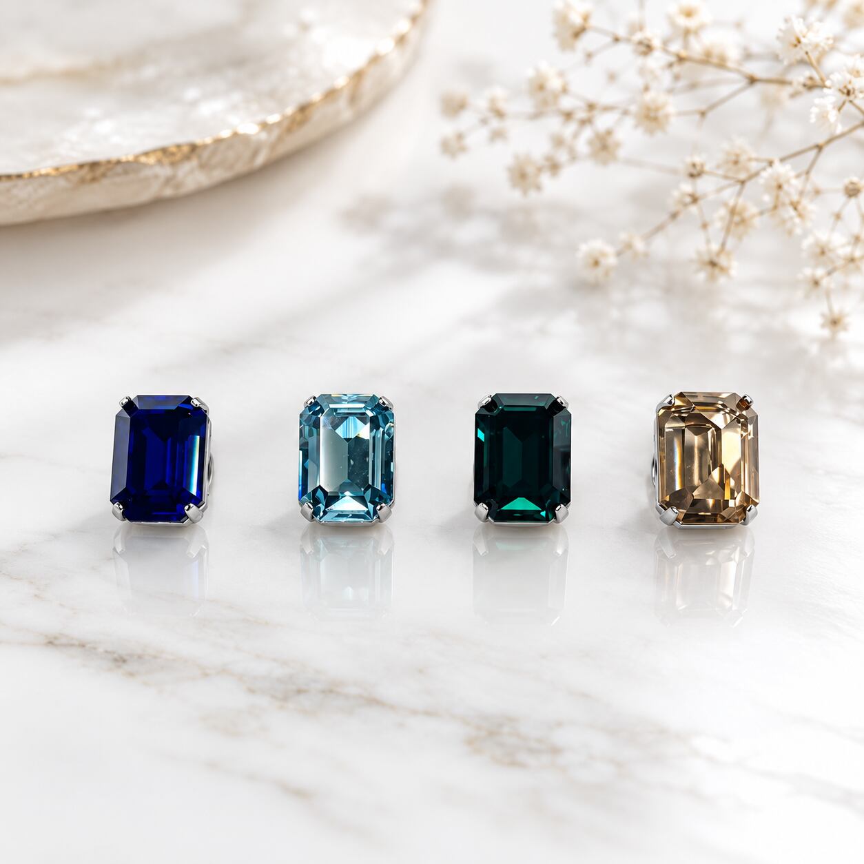 クリスタルマグネットブローチ 10×14mm|エメラルド&アクアマリン&トパーズ&サファイア