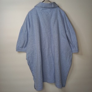 トミーヒルフィガー　ポロシャツ　半袖　オーバーサイズ　刺繍ロゴ　無地　ブルー