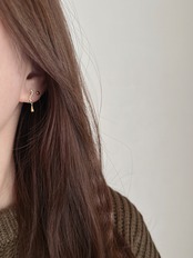 S925 ラインストーンドロップピアス