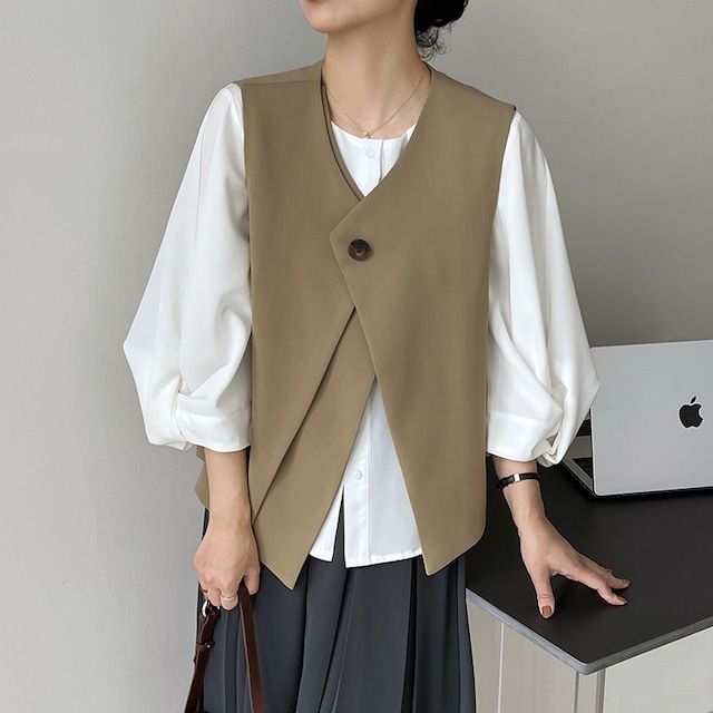 one button v-neck vest  11648