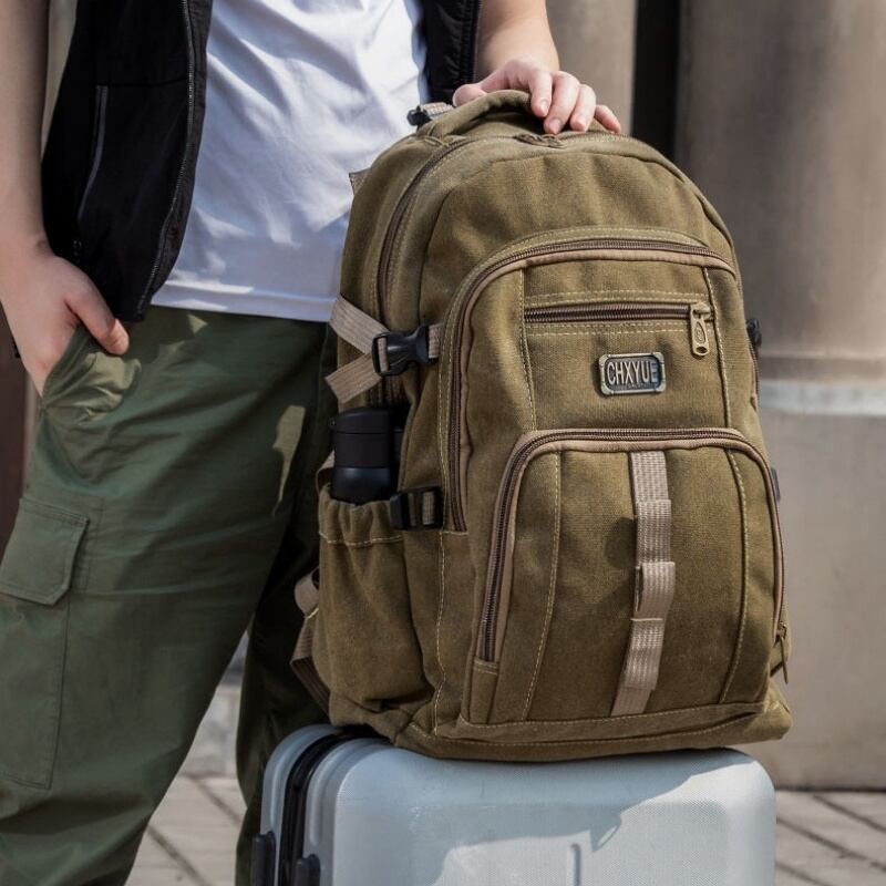 ハンドル付き大容量キャンバスバックパック A18608