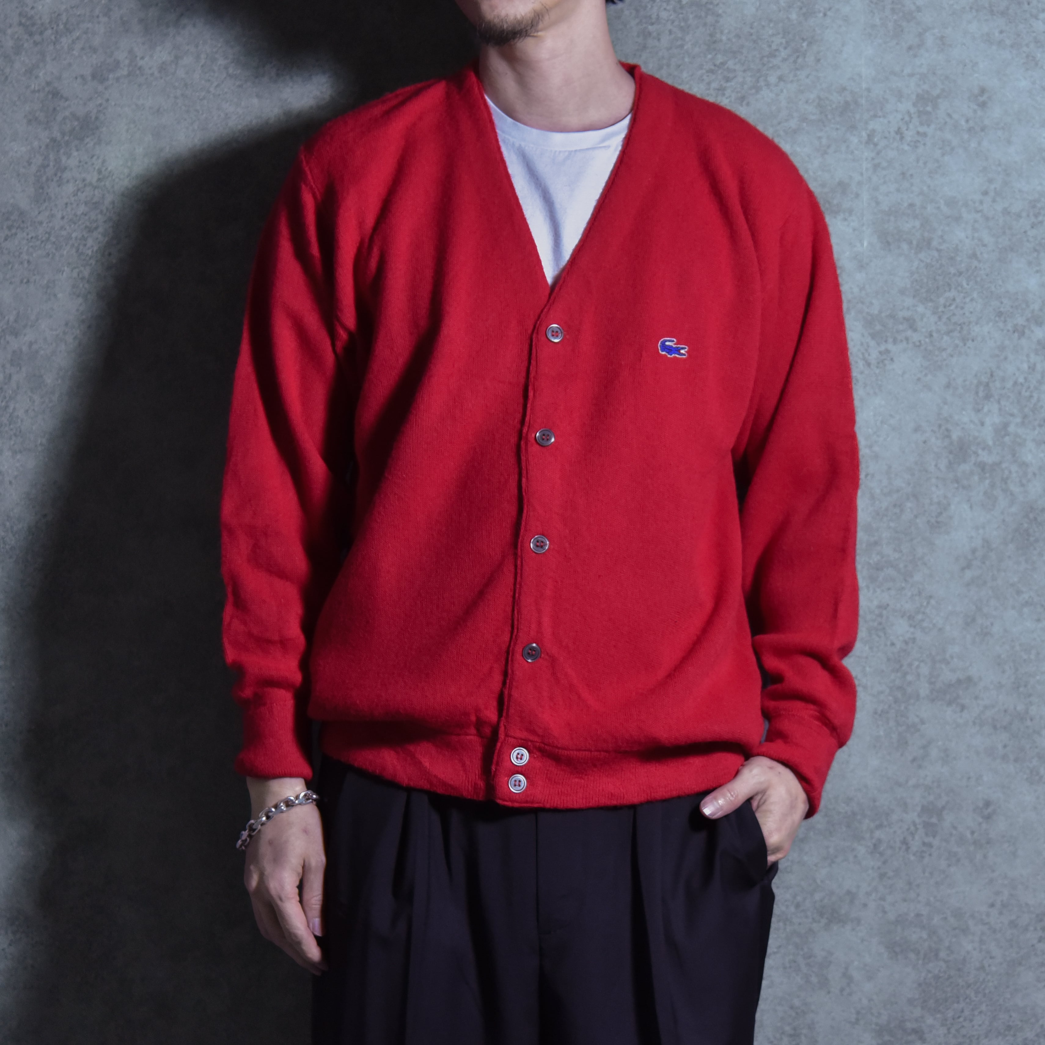 60s IZOD LACOSTE Vintage Cardigan RED アイゾッド ラコステ