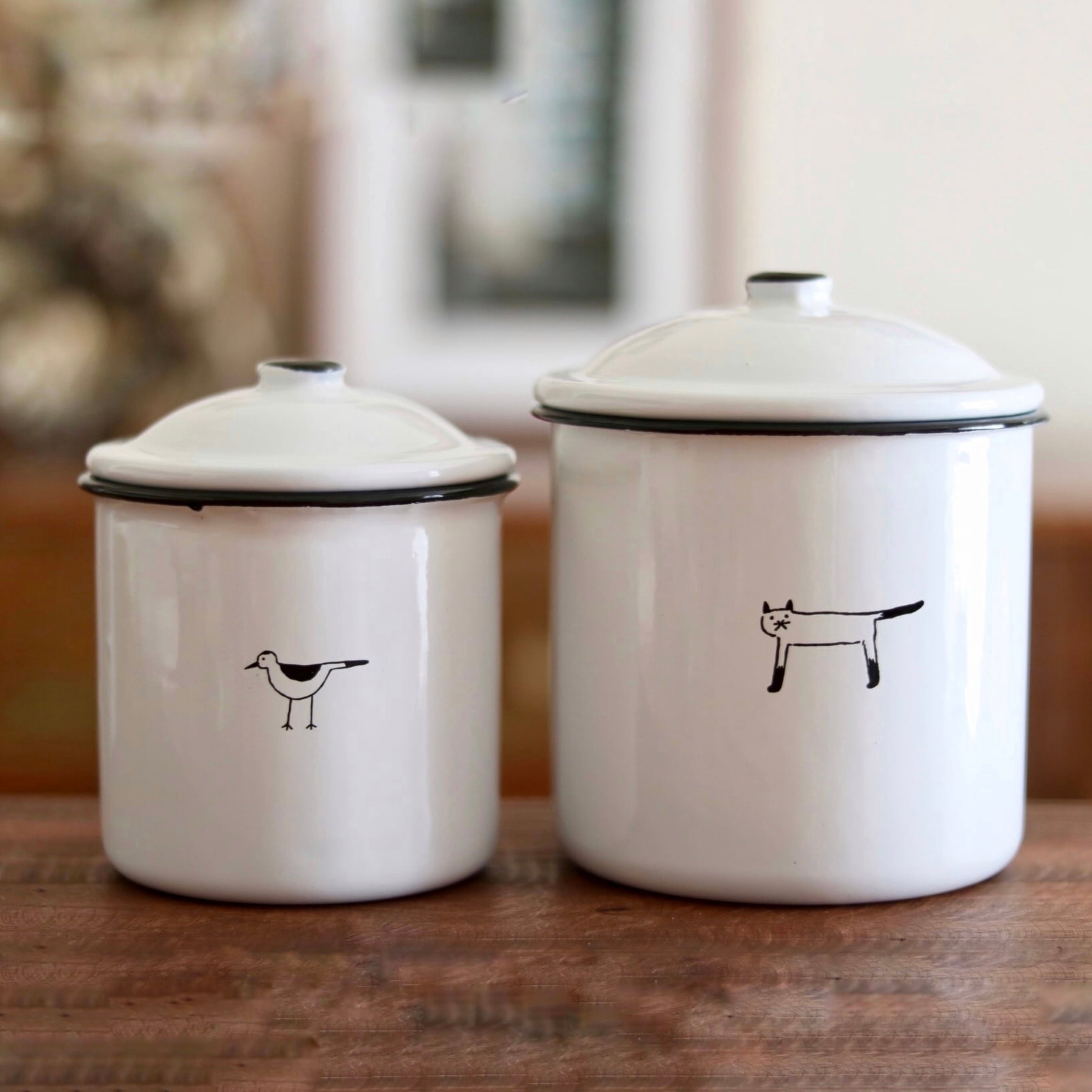tete a tete ホーロー ねこ＆とりキャニスターセット | Zakka so-la 