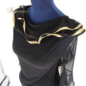 【美品 社交ダンス衣装】トップス レッスンウェア 練習着 ICHIOKU イチオク 黒 金 ブラック ゴールド バイカラー レース 派手
