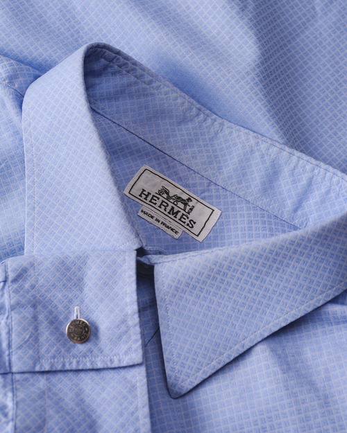 [Early -Mid 2000s] "HERMES" Cotton "H" Jacquard Shirt (Designed by Veronique Nichanian / Made in France)