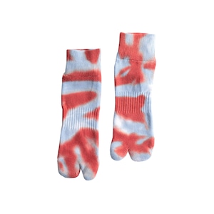 Tie Dye Ankle Socks(Light Blue × Red)