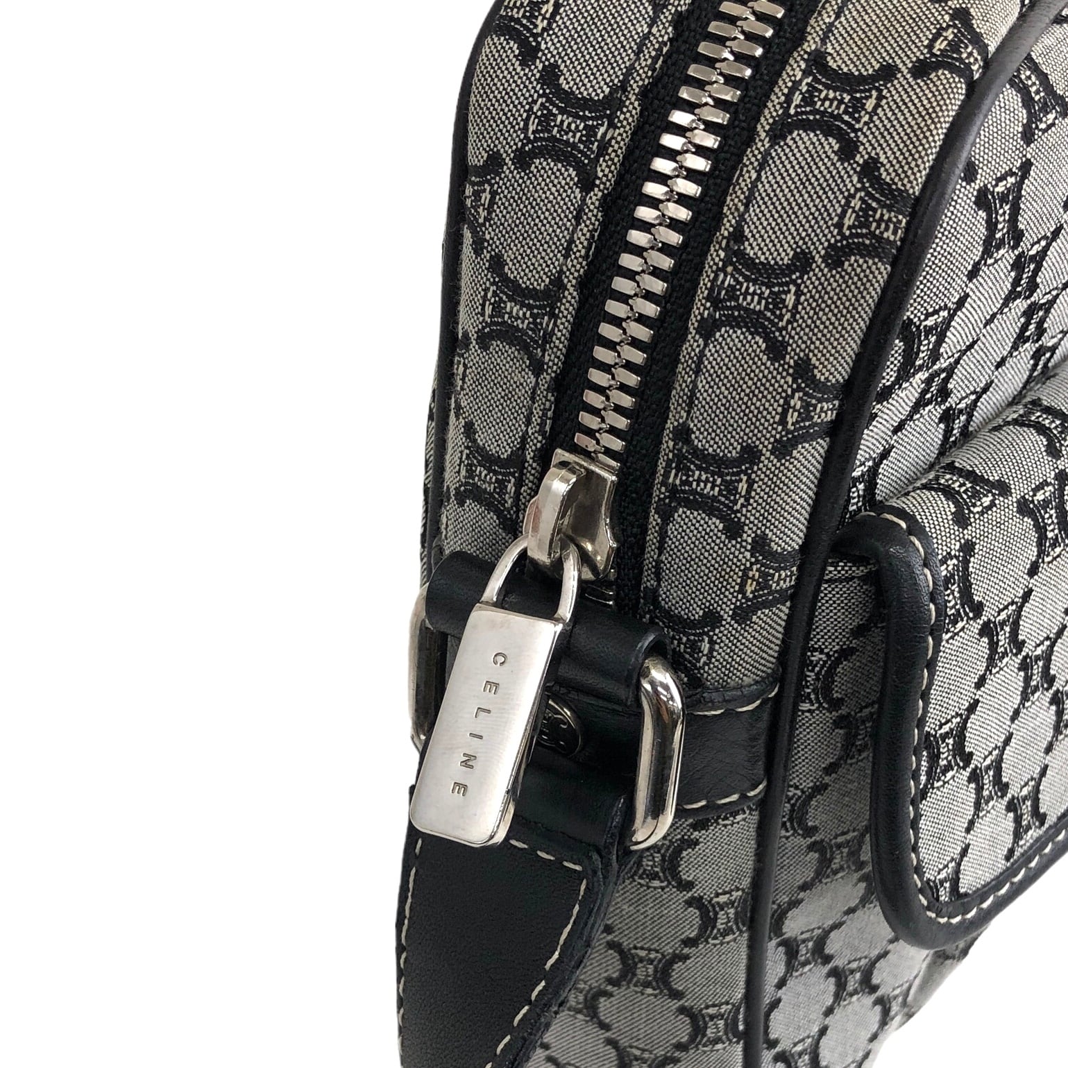 CELINE セリーヌ マカダム ショルダーバッグ ブラック キャンバス