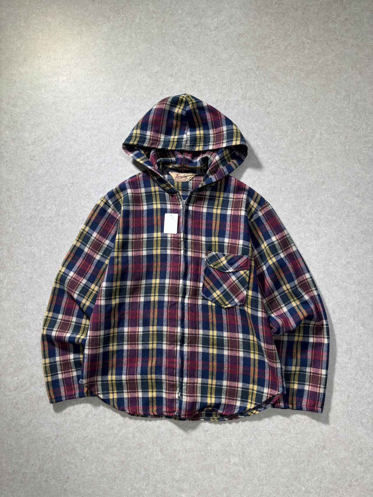 60s~70s check flannel zip up jkt