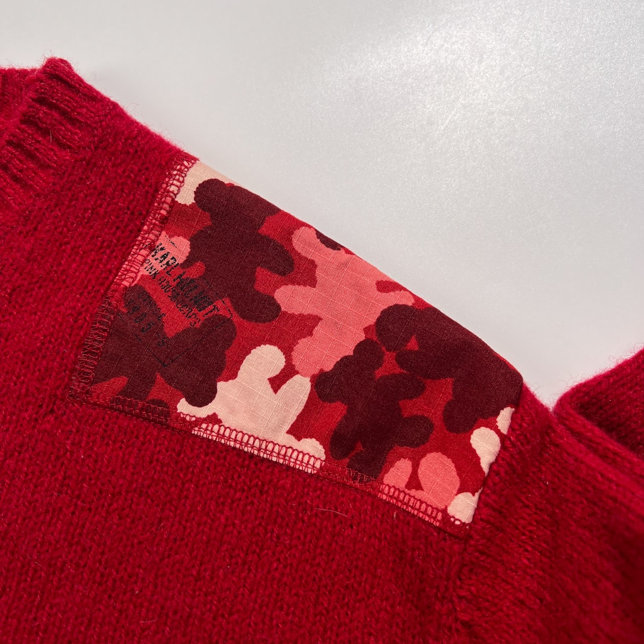 Karl Helmut カールヘルム ベアー柄 コマンド風 ウールニットセーター サイズ L /メンズ/ピンクハウス/レッド