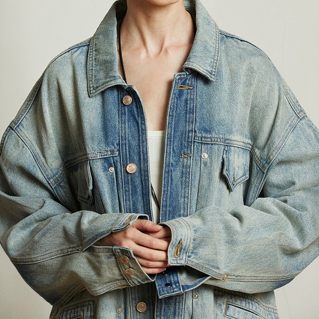 Oversize washed denim jacket A00134