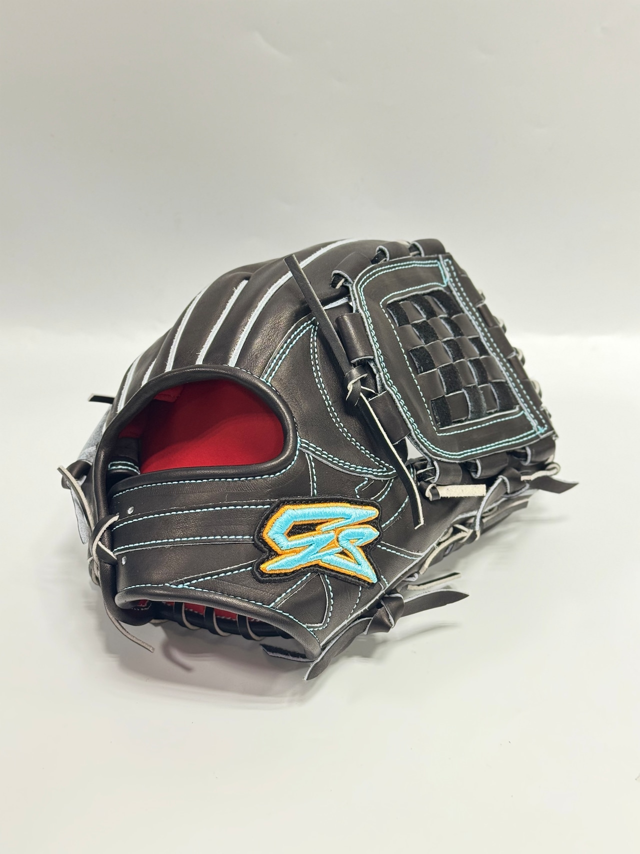 GSーゴリラスポーツ ハイグレードモデル 硬式グローブ 右投げ用 サムライ型 STブラック×ブラック Tブルーステッチ・画像2