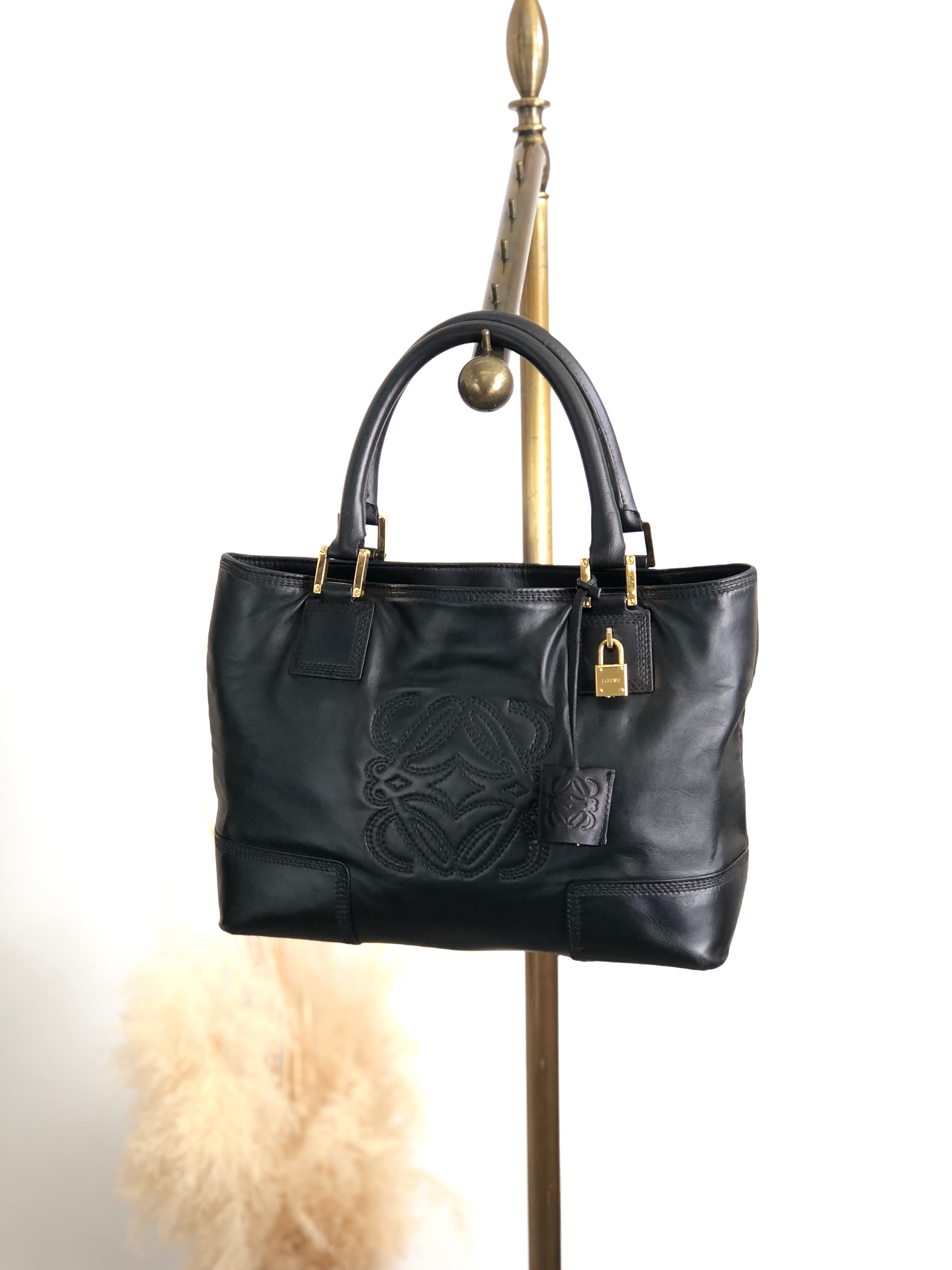 日本直送 名牌中古包 】LOEWE ロエベ トートバッグ ブラック