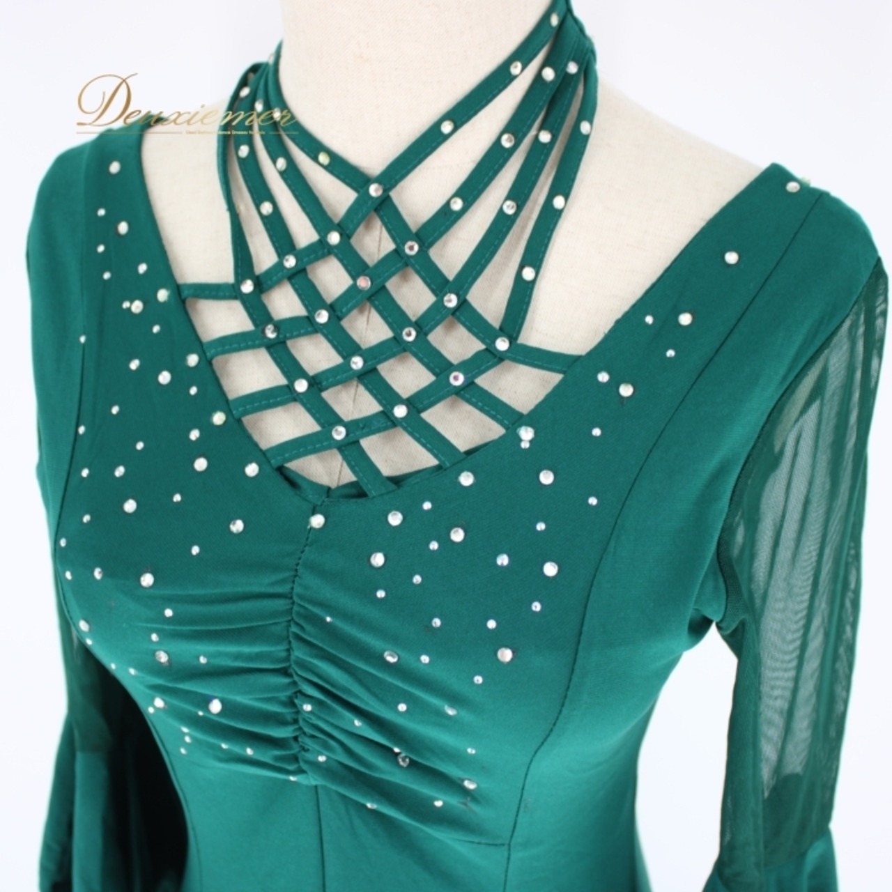 社交ダンス 衣装 スタンダード ドレス ワンピース レッスンウェア パーティドレス ICHIOKU イチオク グリーン系 緑 ラインストーン シンプル エレガント 美しい おしゃれ 高品質 ダンス用 衣装 楽しい パーティー フォーマル スタイル カジュアル プロフェッショナル 発表会 体型カバー シンプルデザイン 向け レディース 着やすい トレンド ショッピング 衣装コーディネート 伸縮性