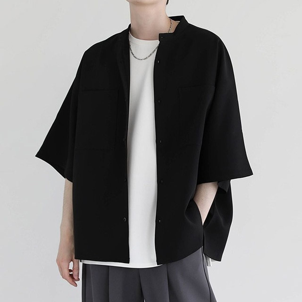 Ice silk drape short sleeve shirt(MT1192)