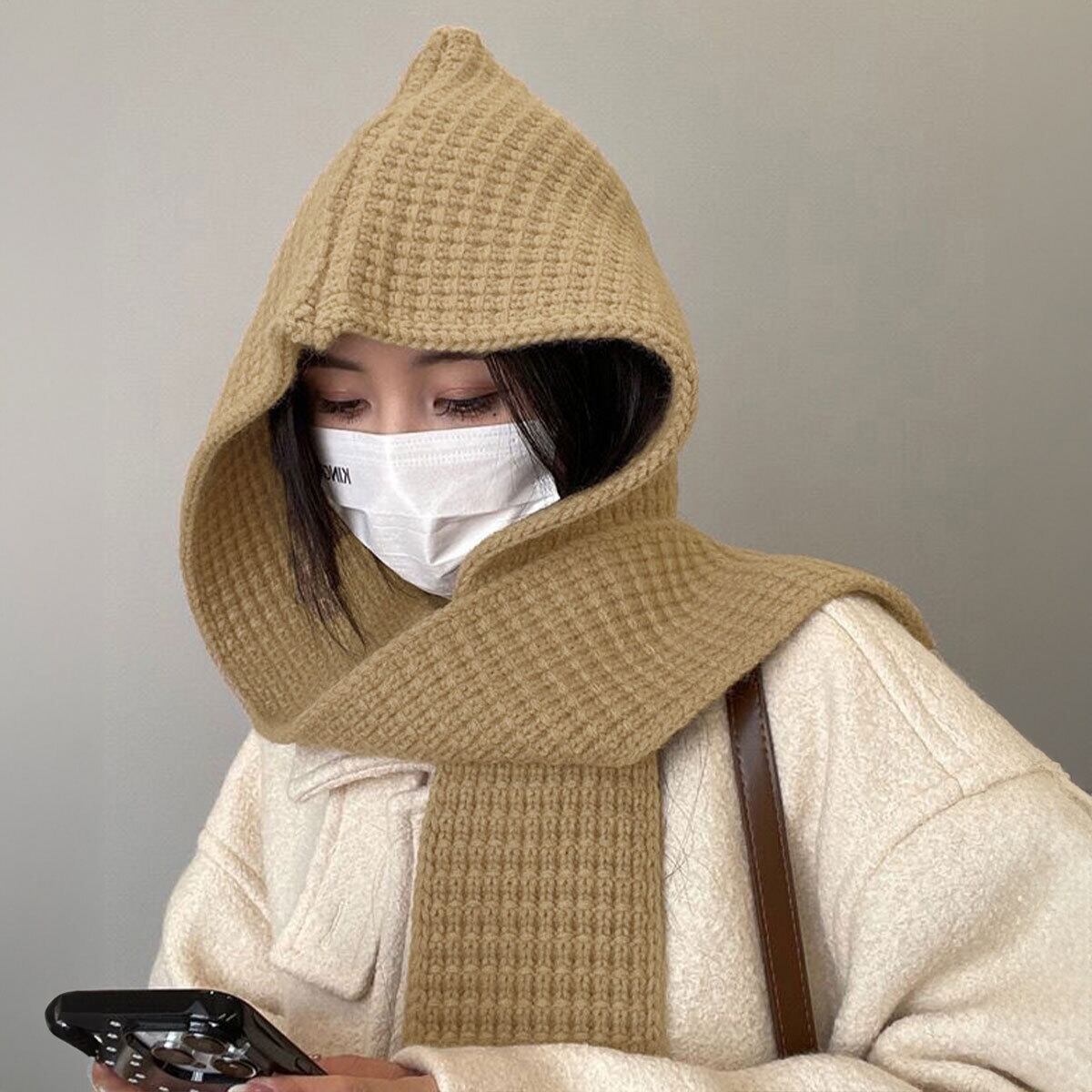 フード付き ニット マフラー バラクラバ レディース 秋冬 韓国 防寒 防風 保温 おしゃれ 大人 かわいい きれいめ ショール 小顔 暖かい 大人可愛い 大人女子