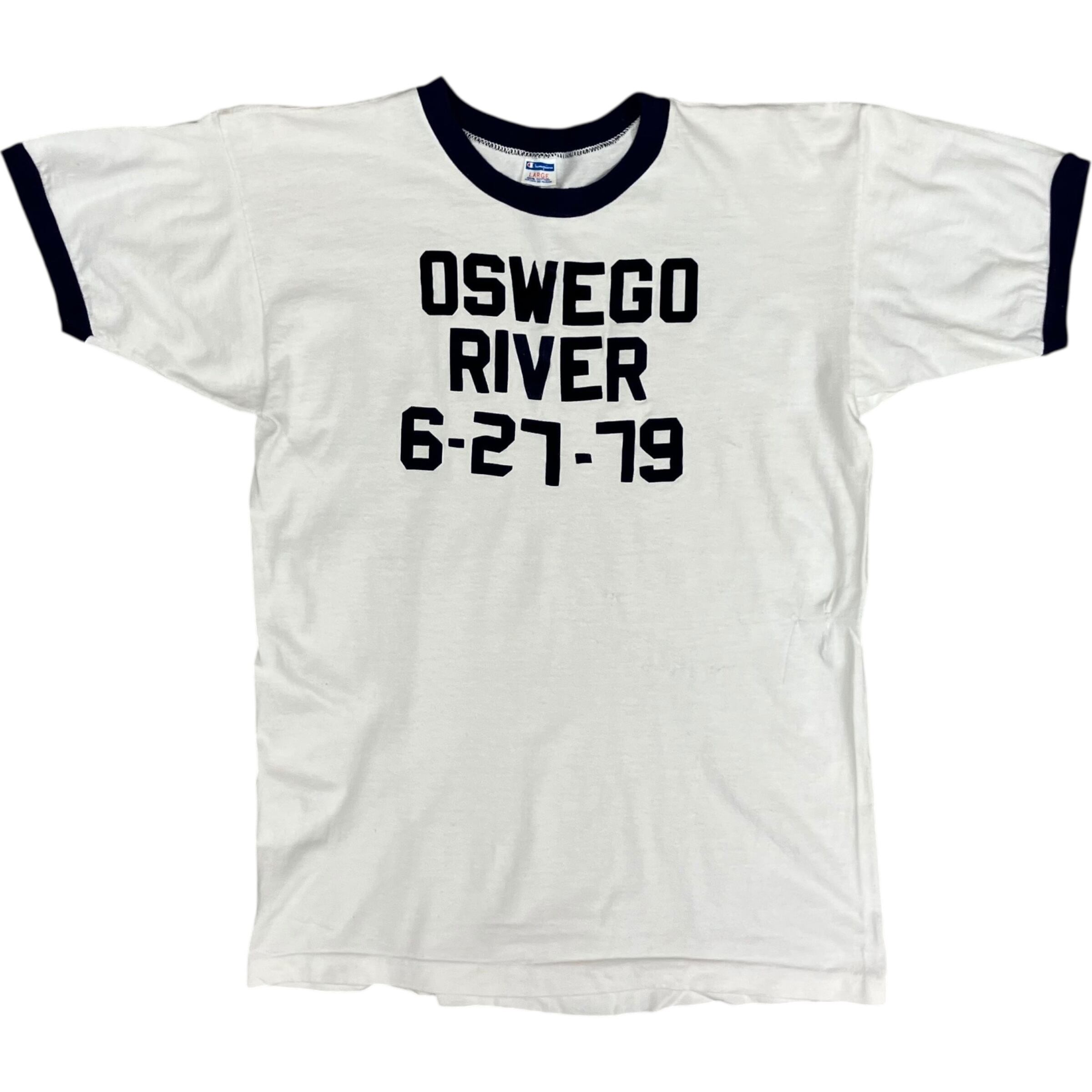 《L》Champion 70s vintage バータグ リンガーTee フロッキープリント No.2349