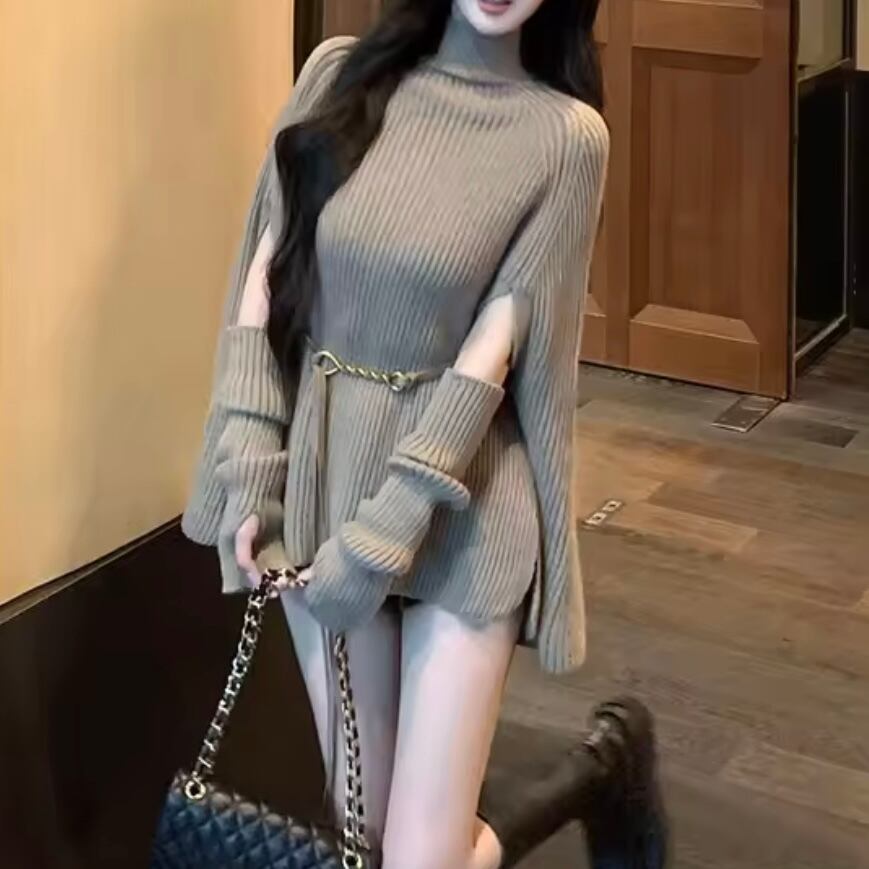 arm warmer rib knit poncho